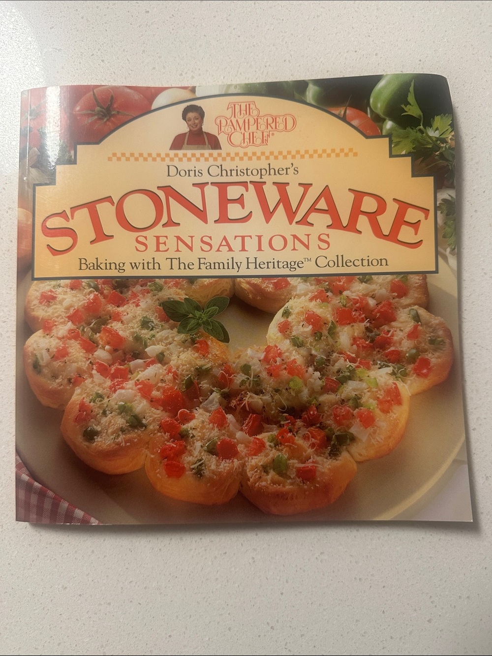The Pampered Chef Stoneware Sensations Cookbook - Cream, Red, Green